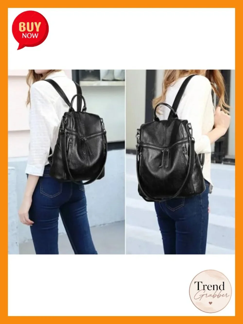 Genuine Cow Leather Convertible Backpack Shoulder Bag Purse with Detachable